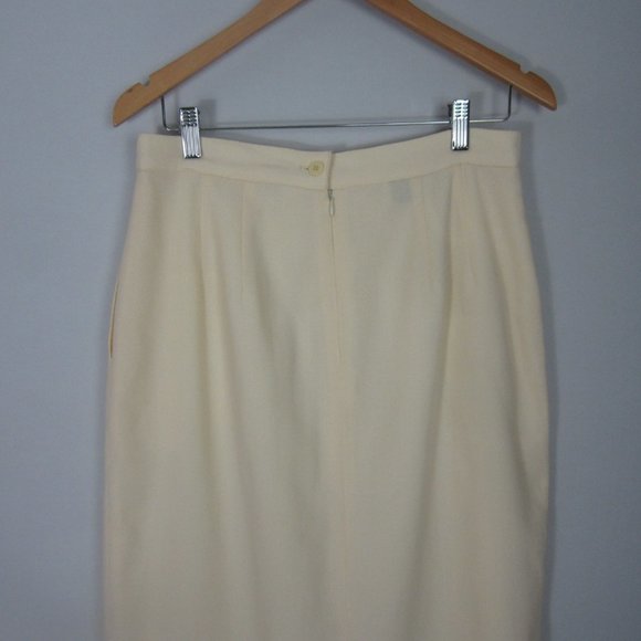 Vtg Talbots Womens S / M Ivory 100% Wool Pleated Midi Skirt Made USA Waist 30" - Picture 5 of 11
